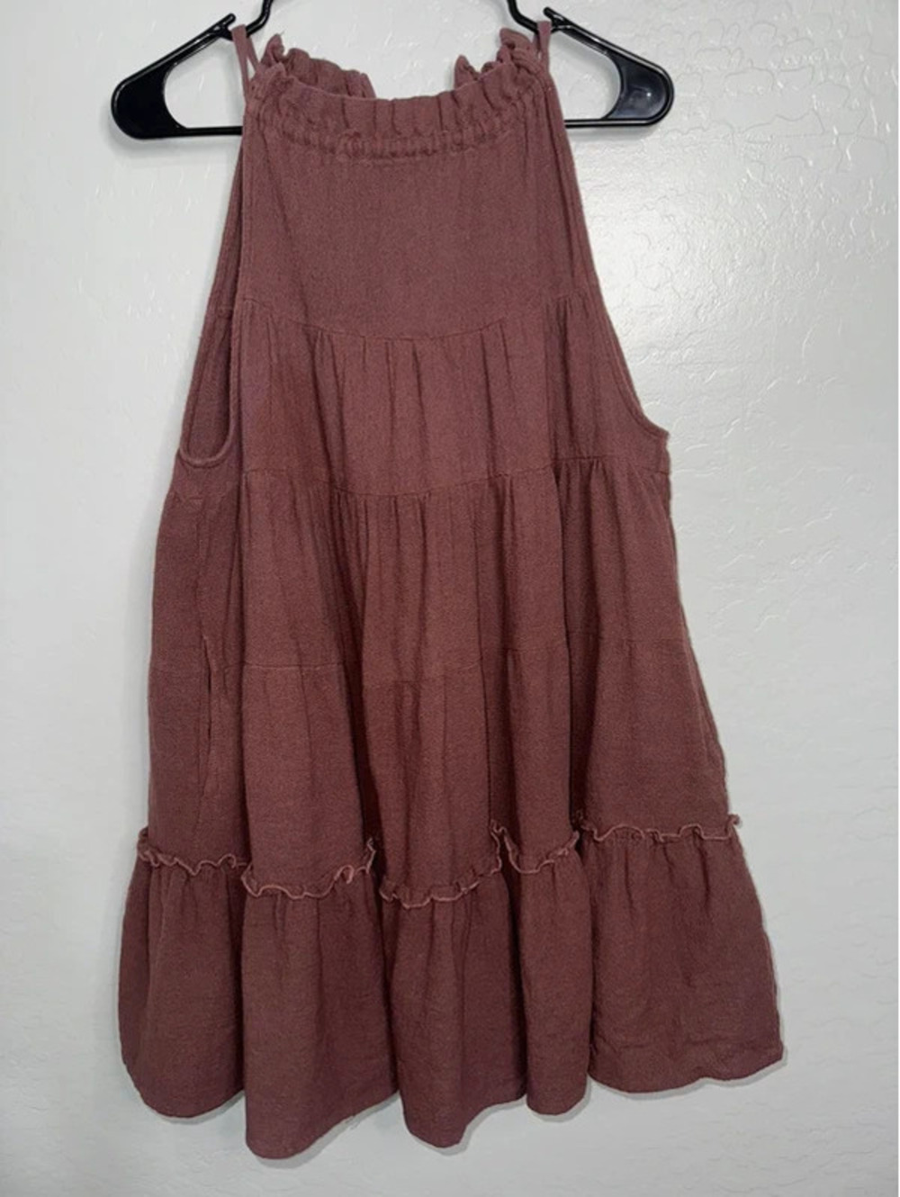 Free People XS Lera Ruffle Trapeze Dress W/ Pockets